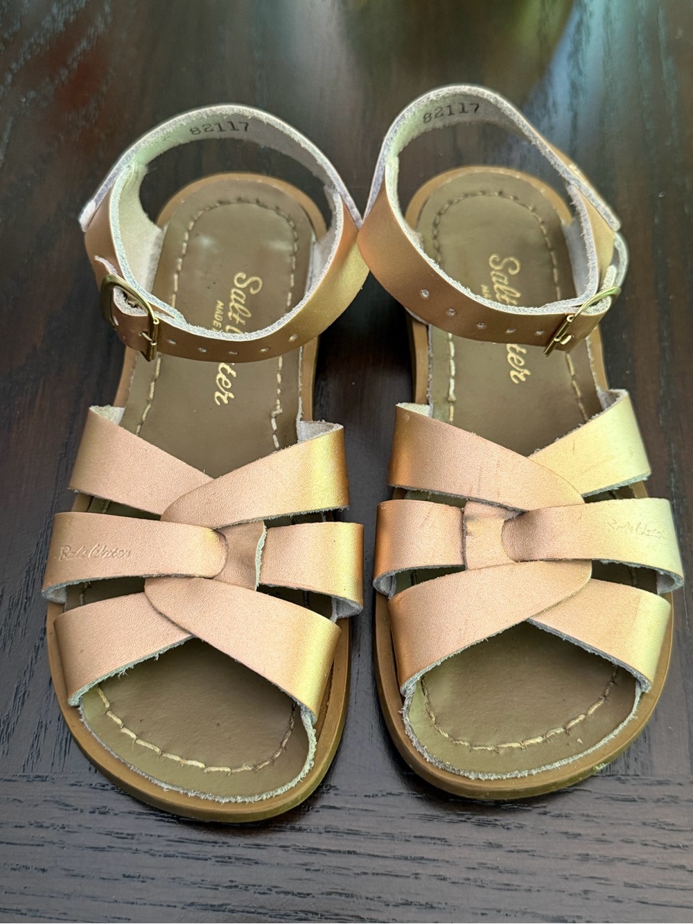 Salt Water Sandals by Hoy Rose Gold Girls' Leather Sandals